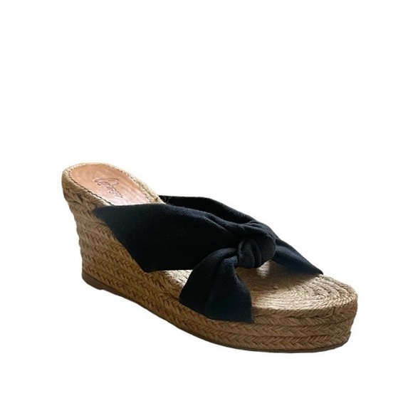Castaner Black Canvas Knot Espadrille Wedge Sandals Size 6.5 - Picture 1 of 9